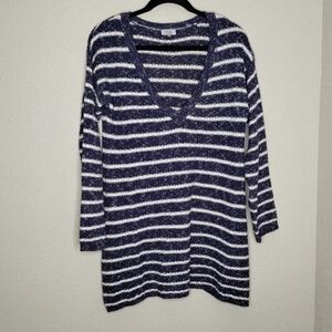 Tobi White and Blue Striped Knit Sweater Women's Size Small